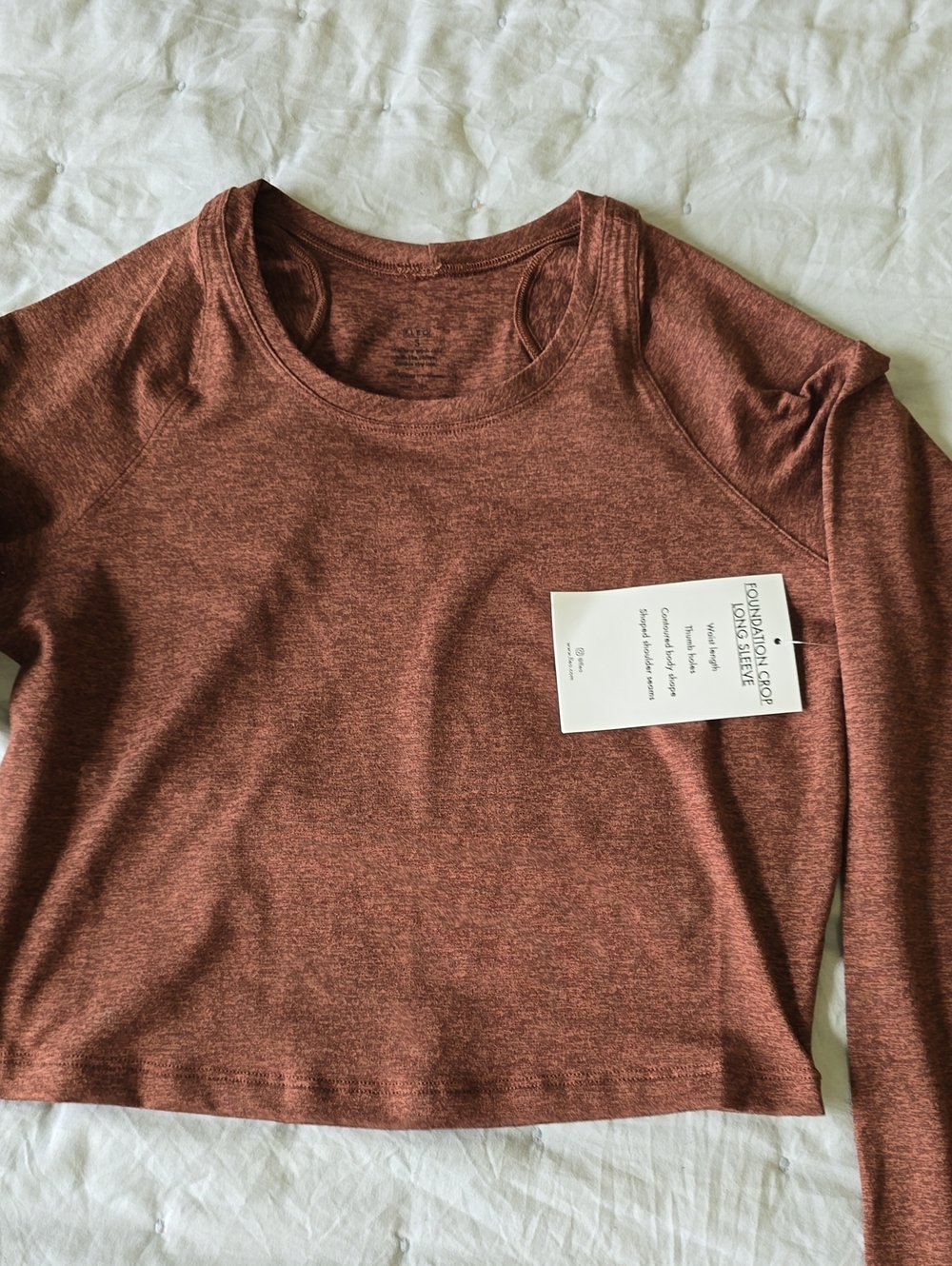 Fleo Long Sleeve Scoop Neck Top - Rust Brown